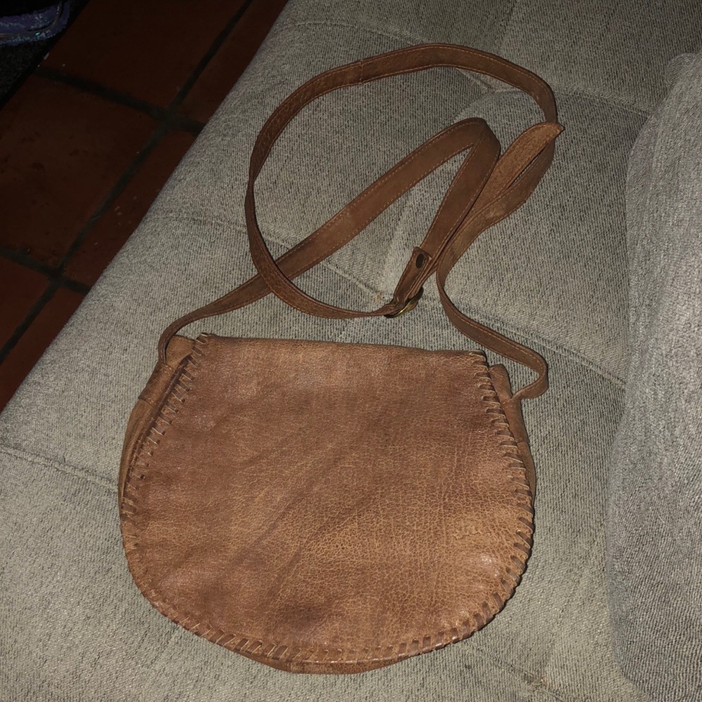 Minnetonka Brown Crossbody Bag with Suede Texture